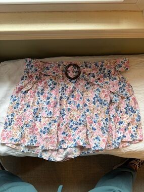 Wallflower Floral Paperbag Waist Shorts with Belt - Pink, Blue, Yellow